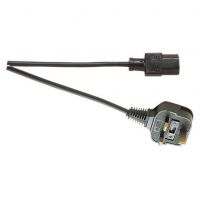 Black IEC Mains Lead to 3 Pin UK Plug 10A. 3M
