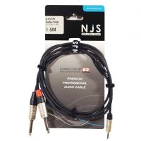 NJS Pro Audio Lead 2x Mono Jack Plug to 3.5mm Stereo Jack 1.5M