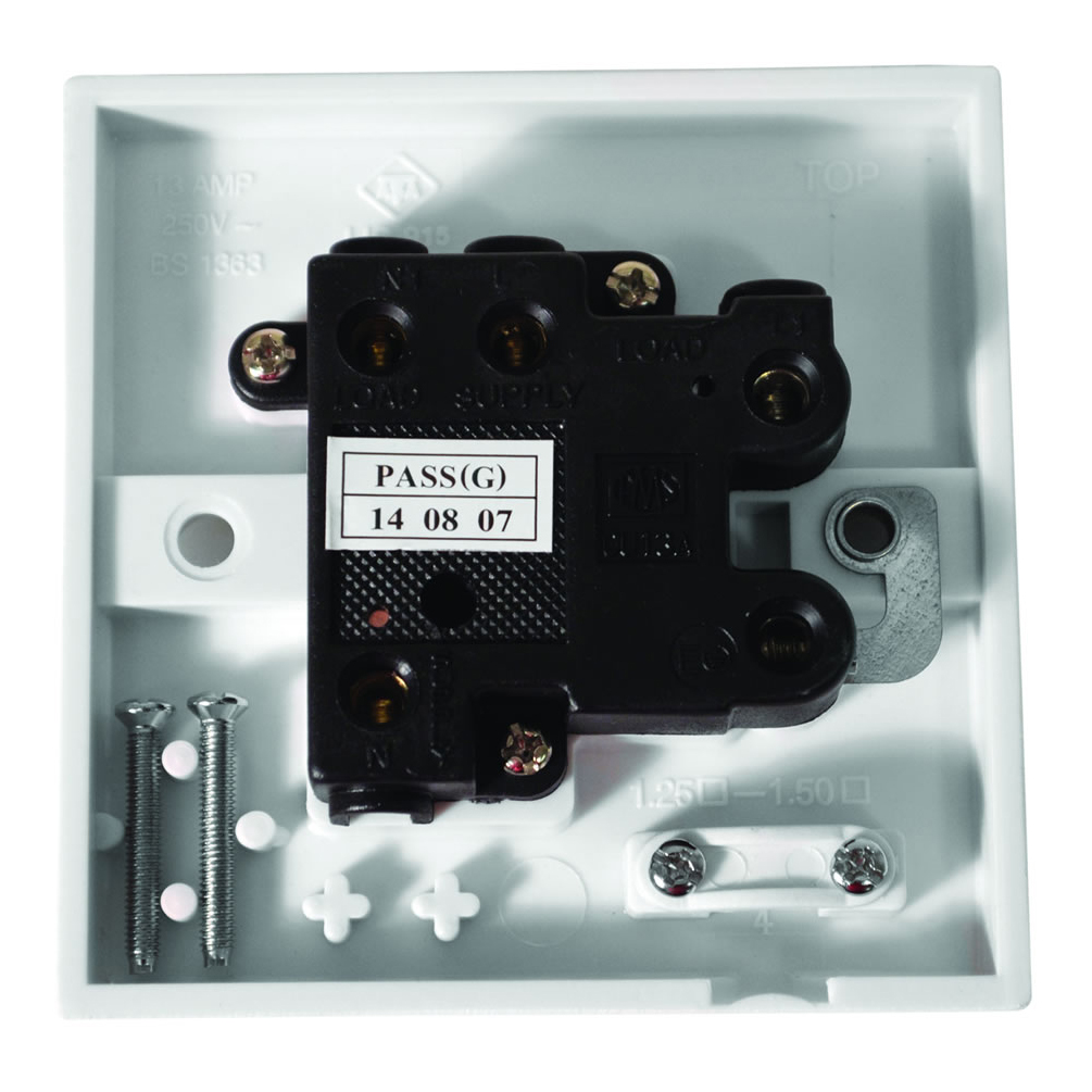 White 13 Amp Switched Fused Spur