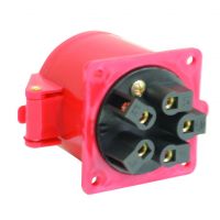 415V Red 32A 5 Contact High Current Straight Outlet Panel Mount #3