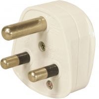 White 15 Amp Plug Round Pin Euro Style