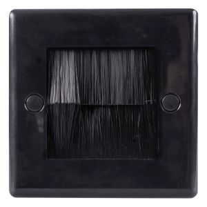 Electrovision Single Gang Brush Wall Plate Black #2