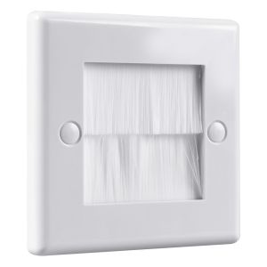 Electrovision Single Gang Brush Wall Plate White