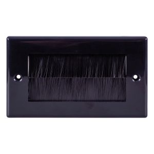 Electrovision Twin Gang Brush Wall Plate Black #2