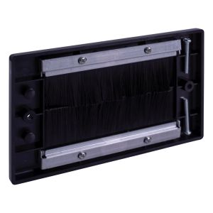 Electrovision Twin Gang Brush Wall Plate Black #4