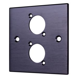Brushed Aluminium Black Wall Plate with D Series Compatible 2 Hole