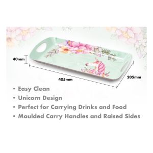 St Helens Melamine Serving Tray with Handles. Design Unicorn #2