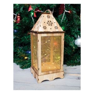 St Helens Battery Powered Pre Lit Wooden Christmas Lantern #4