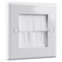 Electrovision Single Gang Brush Wall Plate White