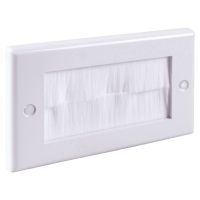 Electrovision Twin Gang White Brush Wall Plate