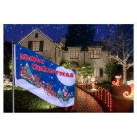 Merry Christmas Flag with 2 Metal Grommets. Blue