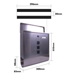 Wall Mount Lockable Letterbox Silver Stainless #2
