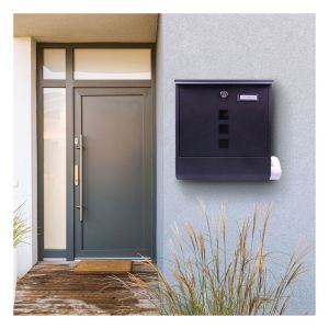 Wall Mount Lockable Letterbox Black Stainless #3