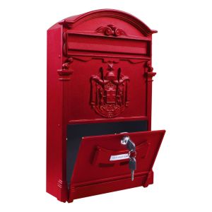 Wall Mount Lockable Letterbox Red Galvanised