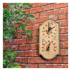 St Helens Outdoor Owl Design Clock and Thermometer #2