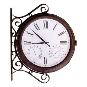 St Helens Double Sided Outdoor Station Clock with Thermometer Hygrometer
