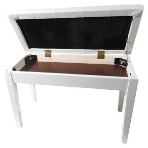White Piano or Keyboard Bench with Storage #2