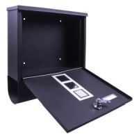 Wall Mount Lockable Letterbox Black Stainless