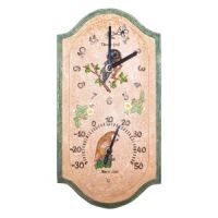 St Helens Outdoor Owl Design Clock and Thermometer