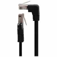 Black Straight RJ45 Cable to Right Angled Upwards Facing RJ45 Cable 1M