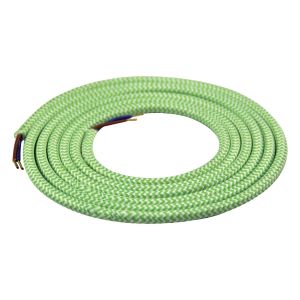 Girard Sudron. Round Textile Cables 2 x 0.75mm. Green &amp; White