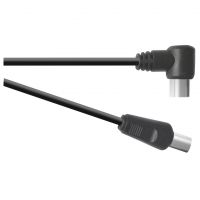 Black 2m Right Angled Coax Plug to Straight Coaxial Plug