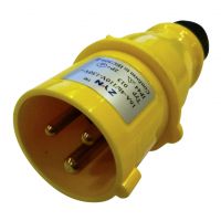 110V Yellow 16A 3 Contact High Current In line Plug