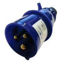 230V Blue 16A 3 Contact High Current In line Plug