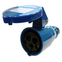 230V Blue 16A 3 Contact High Current In line Socket