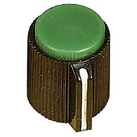 Ribbed Pointer Knob Green 13x 15.5mm
