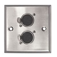 Silver Metal Wall Plate with 2x XLR Sockets