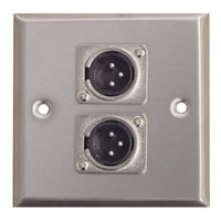 Silver Metal Wall Plate with 2 x 3 Pin XLR Connectors
