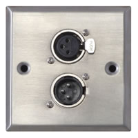 Silver Metal Wall Plate with 1x 3 Pole XLR Male and Female