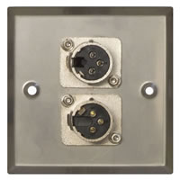 Silver Metal Wall Plate with 1x 3 Pole XLR Male and Female #2