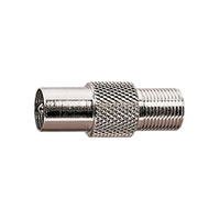 Nickel 9.5mm Coaxial Plug to F Socket Adaptor