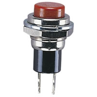 Red 2 Tag 1A SPST Round Metal Miniature Push to Make Button
