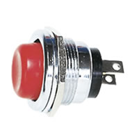 Red 2 Tag 1A SPST Round Metal Push to Make Button