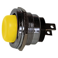 Yellow 2 Tag 1A SPST Round Metal Push to Make Button