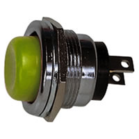 Green 2 Tag 1A SPST Round Metal Push to Make Button