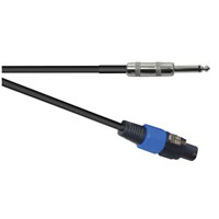 Black 1m 2 Pole to 6.35mm Mono Jack Plug Speaker Lead
