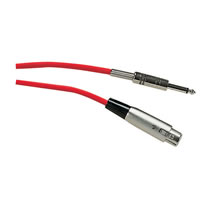 3 Pin XLR Line Socket to 6.35mm Mono Jack Plug Lead. 6m Red