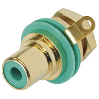 Neutrik Green Coloured Gold Plated NYS367 5 Phono Chassis Socket
