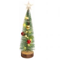 Light Up Mini Christmas Tree. Red Gold and Pearl Baubles