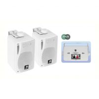 eAudio White 3 inch. 3 Way Mini Box Speakers 4Ohm 80W
