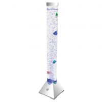 Cheetah Colour Changing Bubble Column with Artificial Fish and Silver Base
