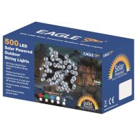 Eagle LED Solar Powered Outdoor String Lights. Red 50m #2