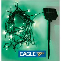 Eagle LED Solar Powered Outdoor String Lights. Green 50m