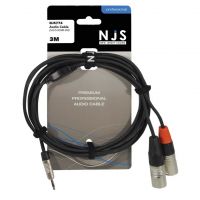 NJS Professional Audio Lead 2x Male XLR to 3.5mm Stereo Jack Plug 3M