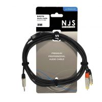 NJS Professional Audio Lead 2x Phono to 3.5mm Stereo Jack 3M