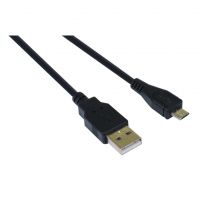 Black USB A to USB Micro B Lead 3m Cable
